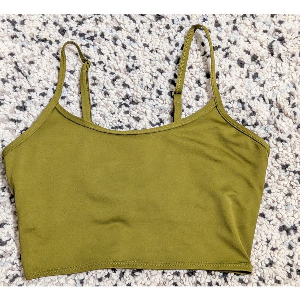 VS PINK Active Olive Green High-Neck Strappy Sports Bra XS